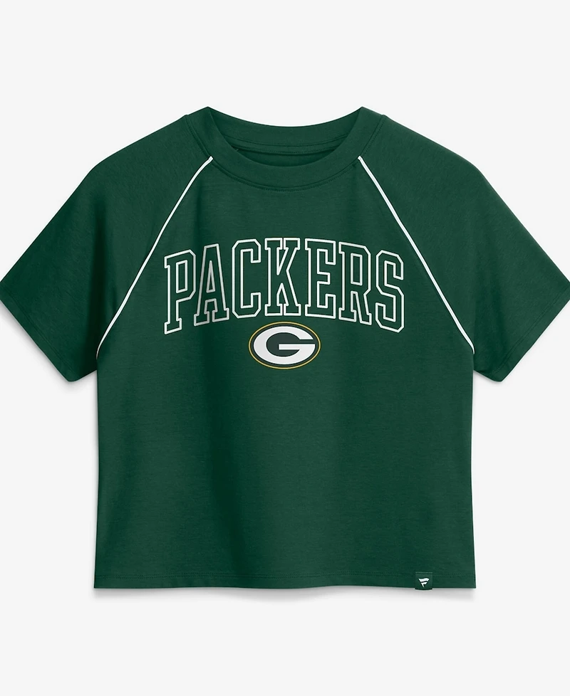 Fanatics Women's Green Bay Packers Offensive Scheme Raglan Tri-Blend Cropped Top