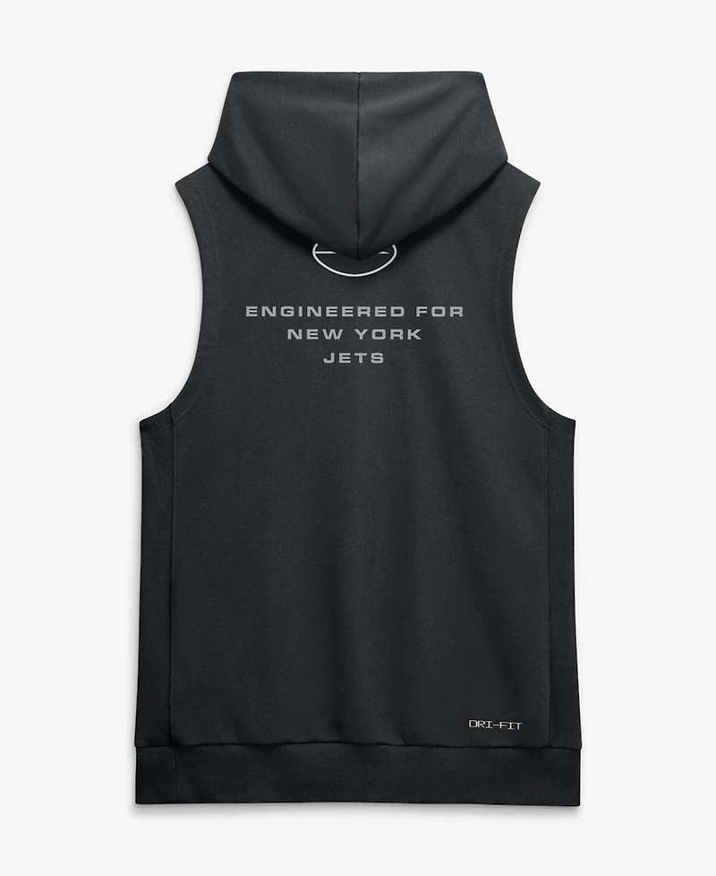 Nike Men's Black New York Jets Sideline Standard Issue Dri-fit Sleeveless Hoodie