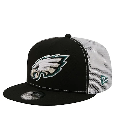 New Era Men's Black Philadelphia Eagles Core Team 9FIFTY Trucker Snapback Hat