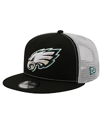 New Era Men's Black Philadelphia Eagles Core Team 9FIFTY Trucker Snapback Hat