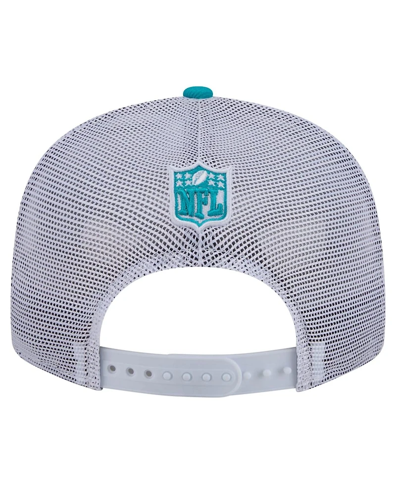 New Era Men's Aqua Miami Dolphins Core Team 9FIFTY Trucker Snapback Hat