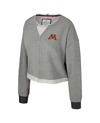 Colosseum Women's Charcoal Minnesota Golden Gophers Magnum Scoop Neck Cropped Pullover Sweatshirt