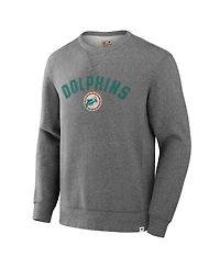 Fanatics Men's Heather Gray Miami Dolphins Loop Terry Pullover Sweatshirt