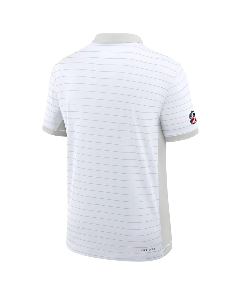 Nike Men's White Miami Dolphins Sideline Victory Stripe Dri-fit Polo Shirt