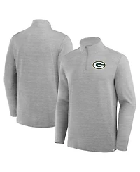 Fanatics Men's Heather Gray Green Bay Packers Clutch Quarter-Zip Pullover