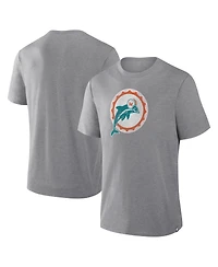 Fanatics Men's Heather Gray Miami Dolphins Vintage Heritage Tribute Tri-Blend T-Shirt