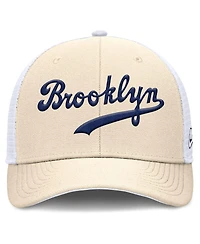 Nike Men's Natural Brooklyn Dodgers Cooperstown Collection Dri-fit Rise Trucker Adjustable Hat