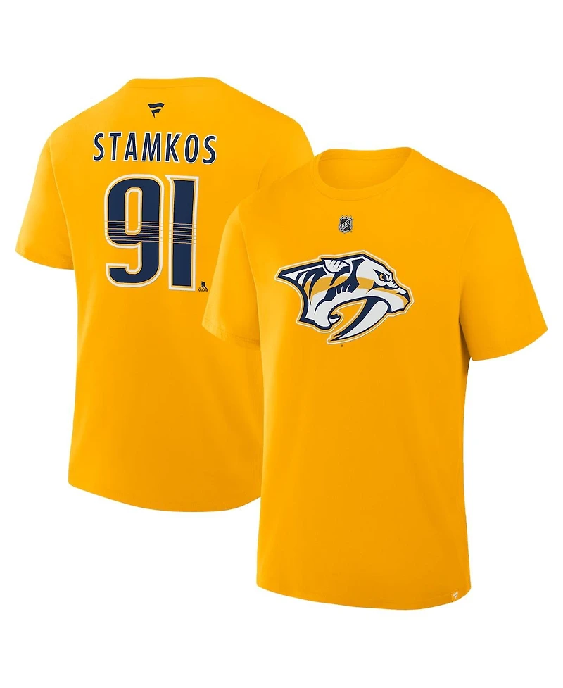 Fanatics Men's Steven Stamkos Gold Nashville Predators Authentic Stack Name Number T-Shirt