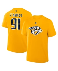 Fanatics Men's Steven Stamkos Gold Nashville Predators Authentic Stack Name Number T-Shirt
