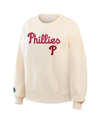 Wear by Erin Andrews Women's Cream Philadelphia Phillies Heavyweight Crew Neck Sweatshirt