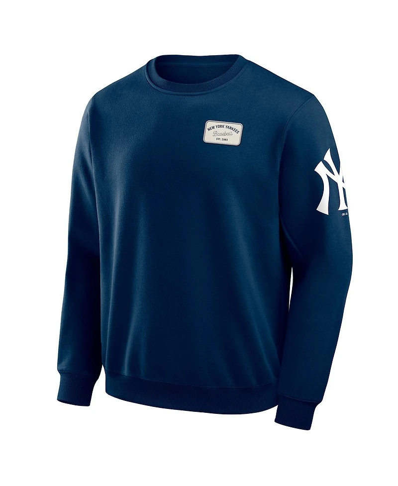 Fanatics Men's Navy New York Yankees Washed Crew Neck Pullover Sweatshirt