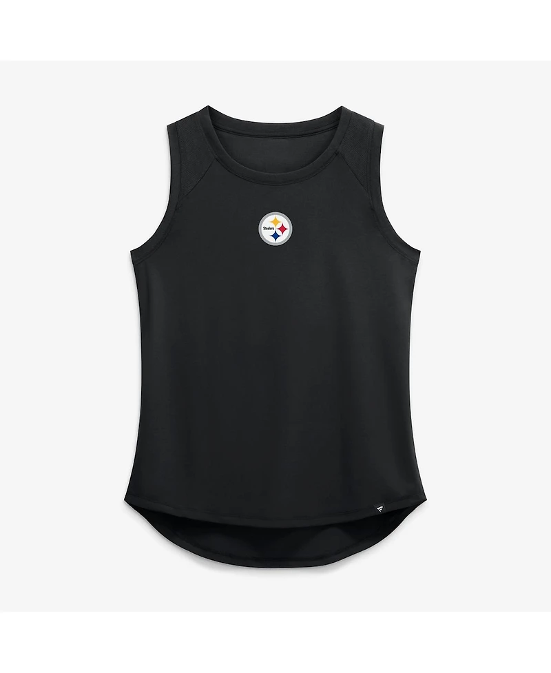 Fanatics Women's Black Pittsburgh Steelers Draped Mesh Back Performance Tank Top