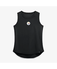 Fanatics Women's Black Pittsburgh Steelers Draped Mesh Back Performance Tank Top