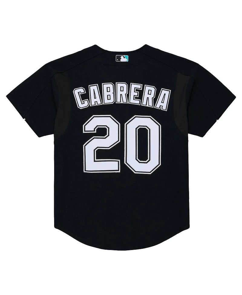 Mitchell & Ness Men's Miguel Cabrera Black Florida Marlins 2003 Cooperstown Mesh Batting Practice Button-Up Jersey