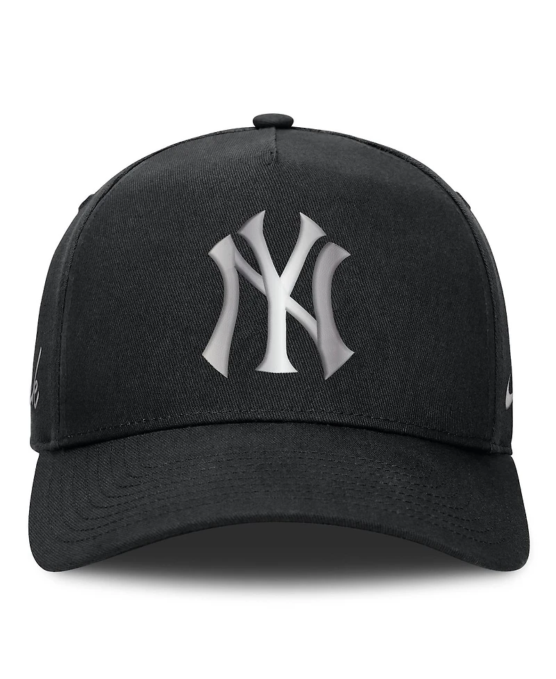 Nike Men's Black New York Yankees Rise Dri-fit A-Frame Adjustable Hat