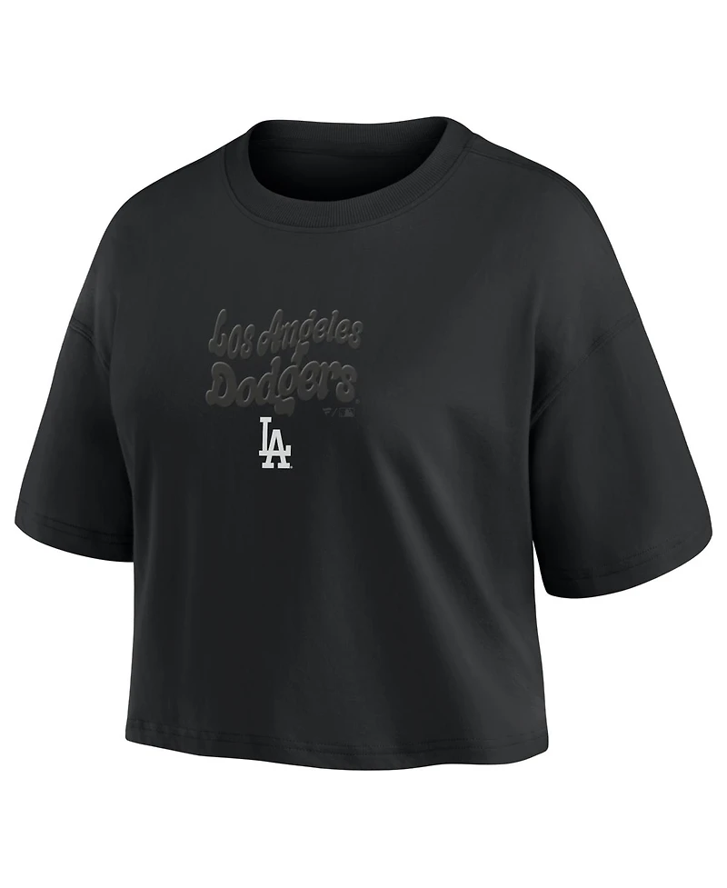 Fanatics Women's Los Angeles Dodgers Blackout Wave Cropped Top