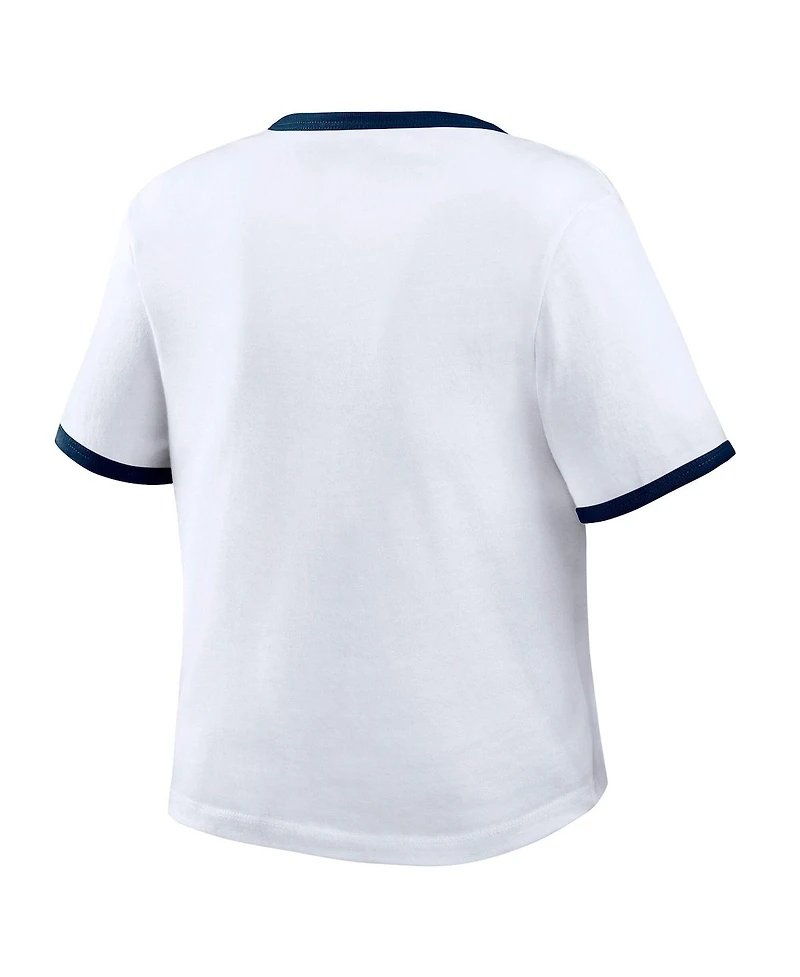 Wear by Erin Andrews Women's White Atlanta Braves Ringer Baby T-Shirt