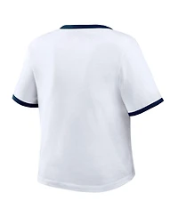 Wear by Erin Andrews Women's White Atlanta Braves Ringer Baby T-Shirt