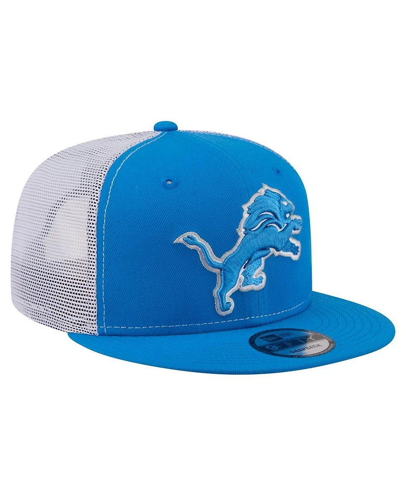 New Era Men's Blue Detroit Lions Core Team 9FIFTY Trucker Snapback Hat