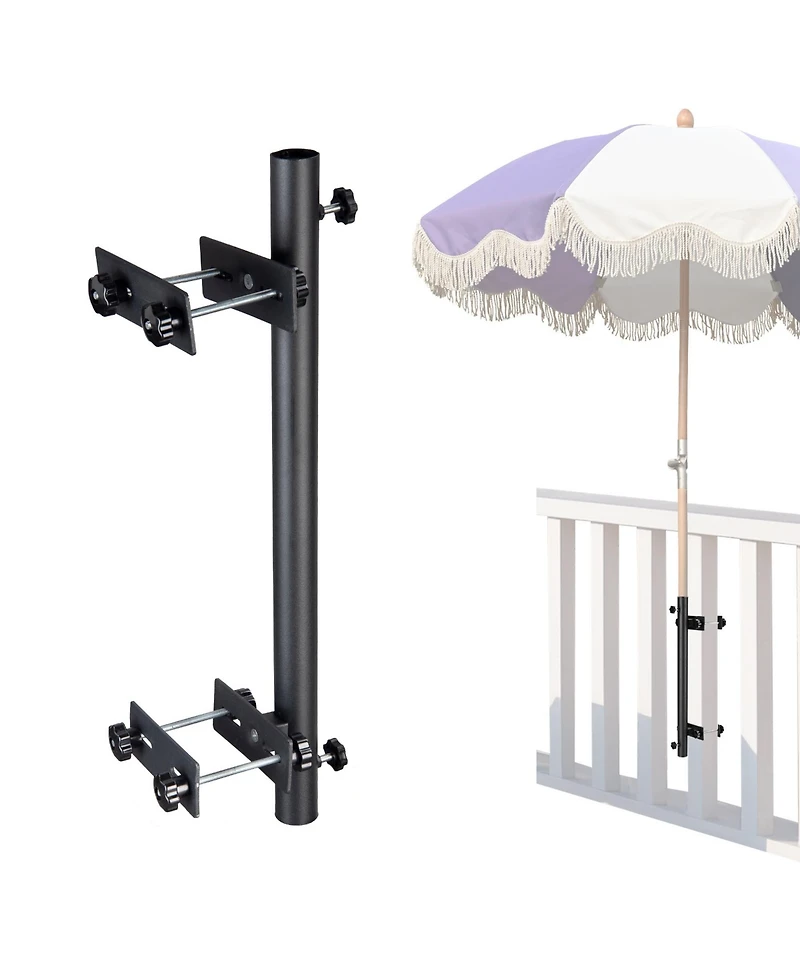 LAGarden Patio Umbrella Holder Adjustable for Deck Railing Balcony Porch Patio Outdoor Restaurant Portable Cart
