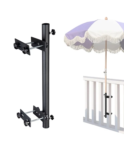 LAGarden Patio Umbrella Holder Adjustable for Deck Railing Balcony Porch Patio Outdoor Restaurant Portable Cart