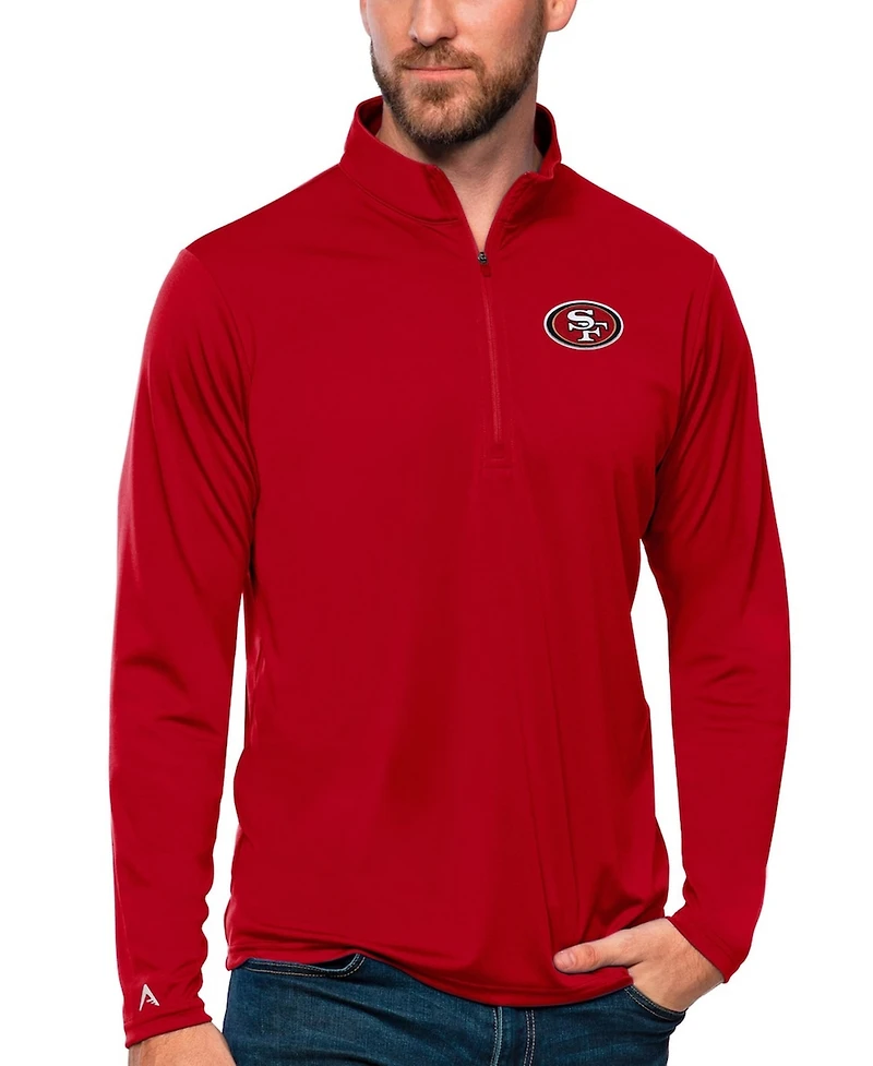 Antigua Men's Scarlet San Francisco 49ers Tribute Quarter-Zip Lightweight Pullover