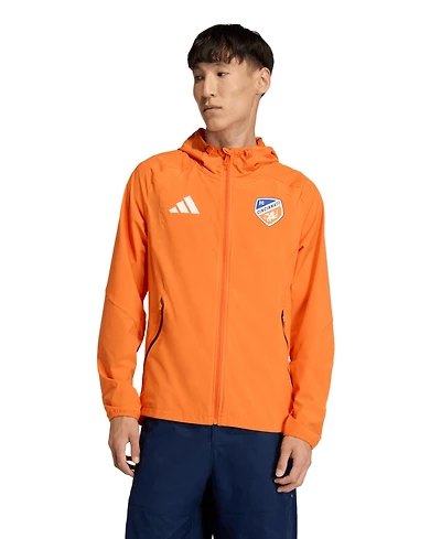 Adidas Men's Orange Fc Cincinnati Tiro Travel Full-Zip Hooded Windbreaker