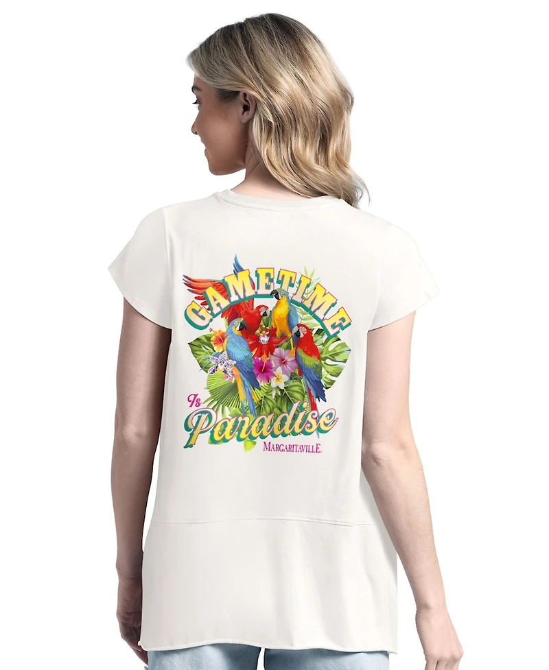 Margaritaville Women's Cream Baltimore Ravens Gametime Is Paradise T-Shirt