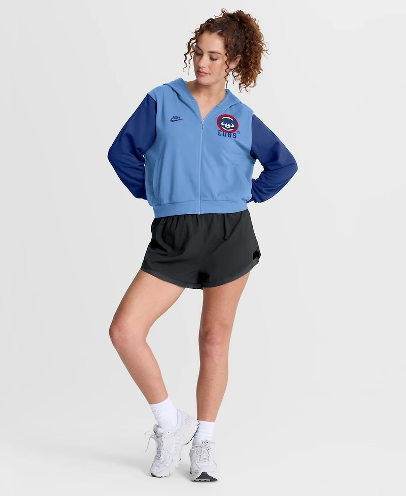 Nike Women's Light Blue/Royal Chicago Cubs Cooperstown Collection Cropped Full-Zip Hoodie