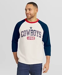 Fanatics Men's White/Navy Dallas Cowboys Americana 3/4 Sleeve Raglan T-Shirt