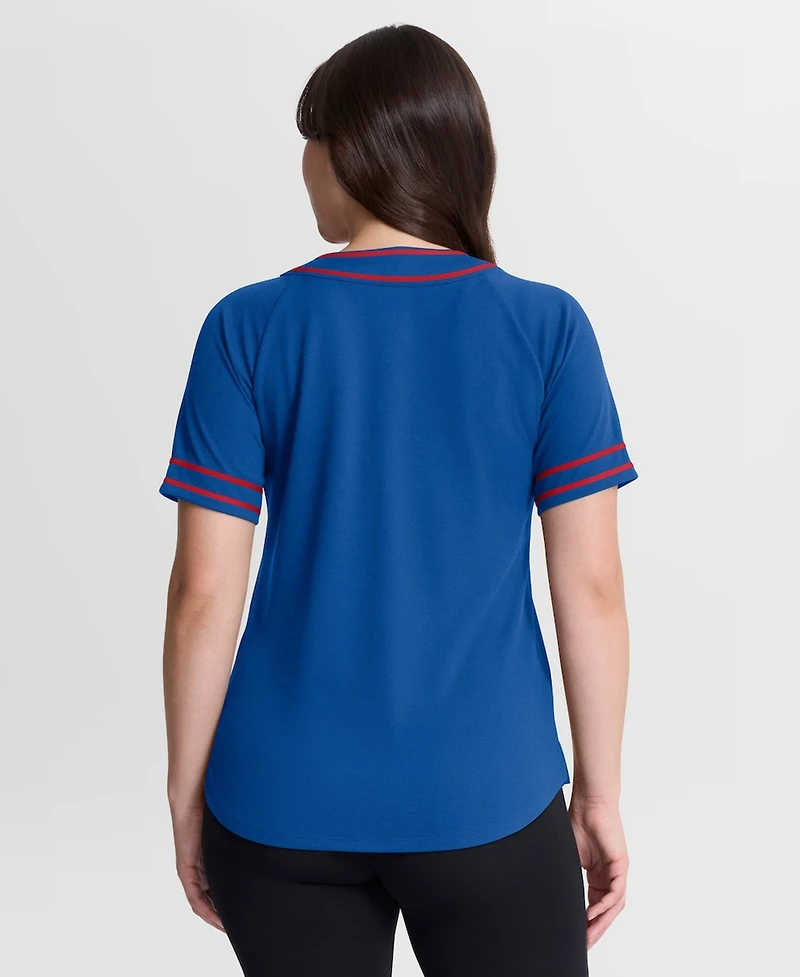 Fanatics Women's Royal Texas Rangers Diva Race Ahead Raglan V-Neck T-Shirt