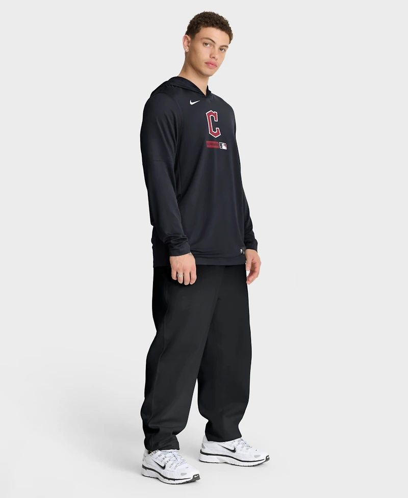 Nike Men's Navy Cleveland Guardians Authentic Collection Dri-fit Long Sleeve Hooded T-Shirt