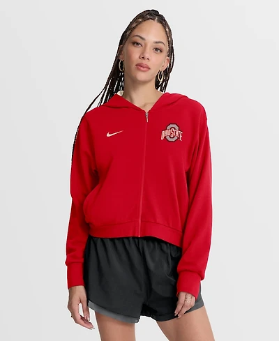 Nike Women's Scarlet Ohio State Buckeyes Mantra Cropped Full-Zip Hoodie