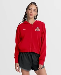 Nike Women's Scarlet Ohio State Buckeyes Mantra Cropped Full-Zip Hoodie