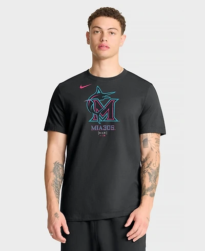 Nike Men's Black Miami Marlins City Connect Large Logo T-Shirt