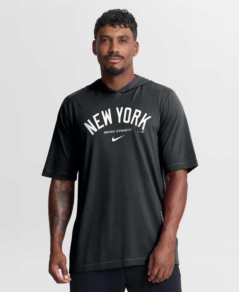 Nike Men's Black New York Yankees Arched Wordmark Tri-Blend Hooded T-Shirt