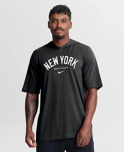 Nike Men's Black New York Yankees Arched Wordmark Tri-Blend Hooded T-Shirt
