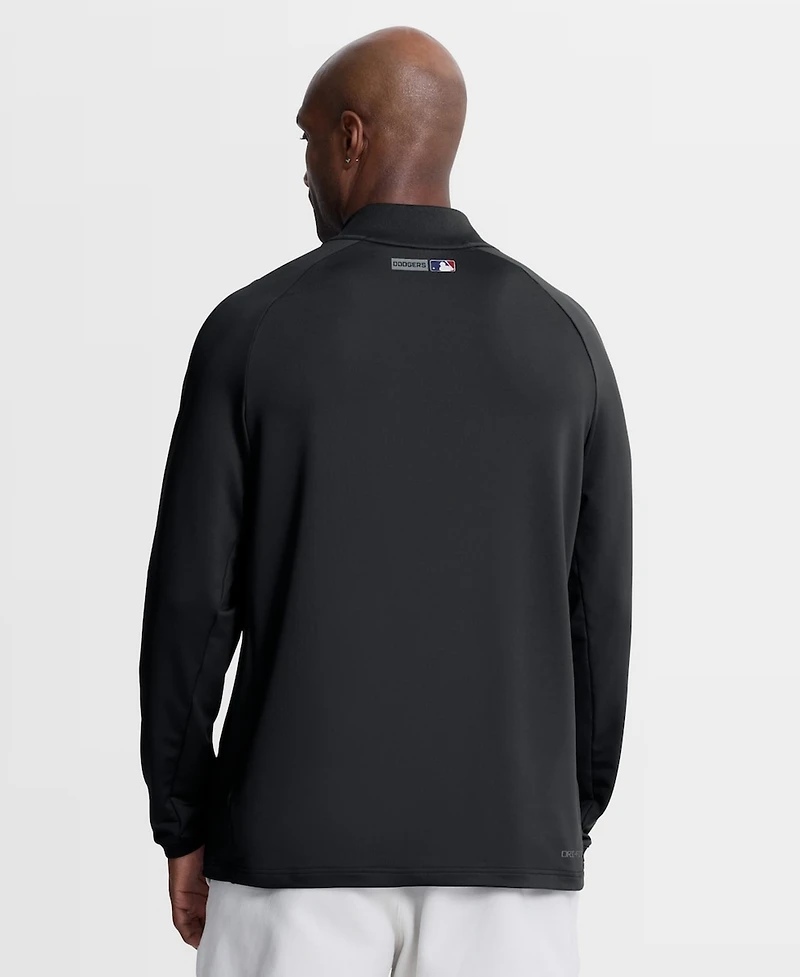 Nike Men's Black Los Angeles Dodgers Authentic Collection Dri-fit Raglan Half-Zip Pullover