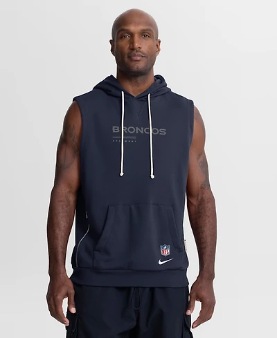 Nike Men's Navy Denver Broncos Sideline Standard Issue Dri-fit Sleeveless Hoodie