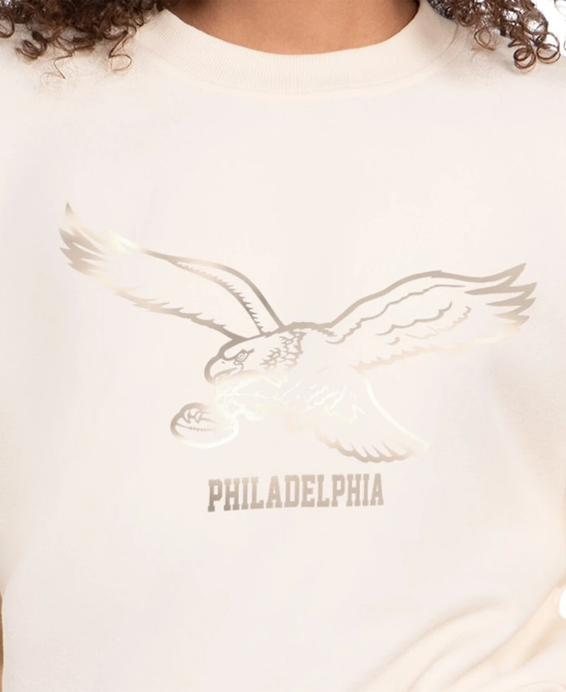 Starter Women's Cream Philadelphia Eagles Travel Pastels Boxy Fleece Sweatshirt