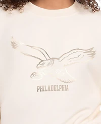 Starter Women's Cream Philadelphia Eagles Travel Pastels Boxy Fleece Sweatshirt