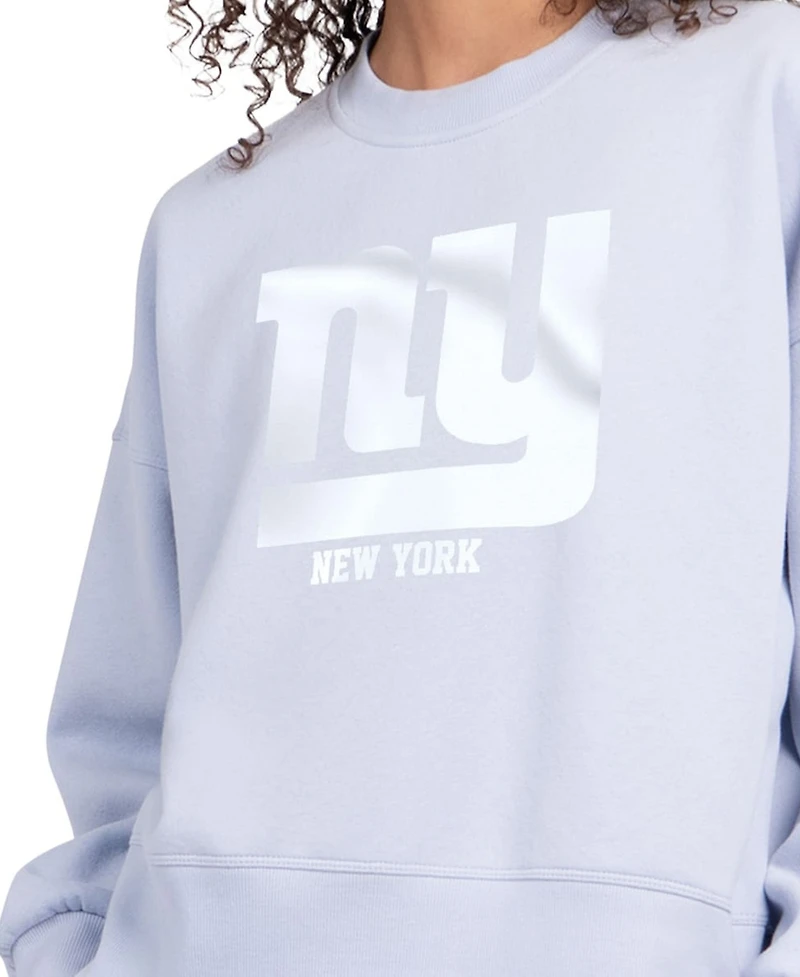 Starter Women's Light Blue New York Giants Travel Pastels Boxy Fleece Sweatshirt
