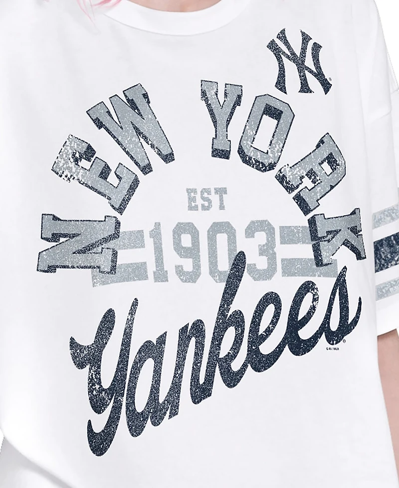 Starter Women's White New York Yankees Cropped Hurry Up Offense T-Shirt