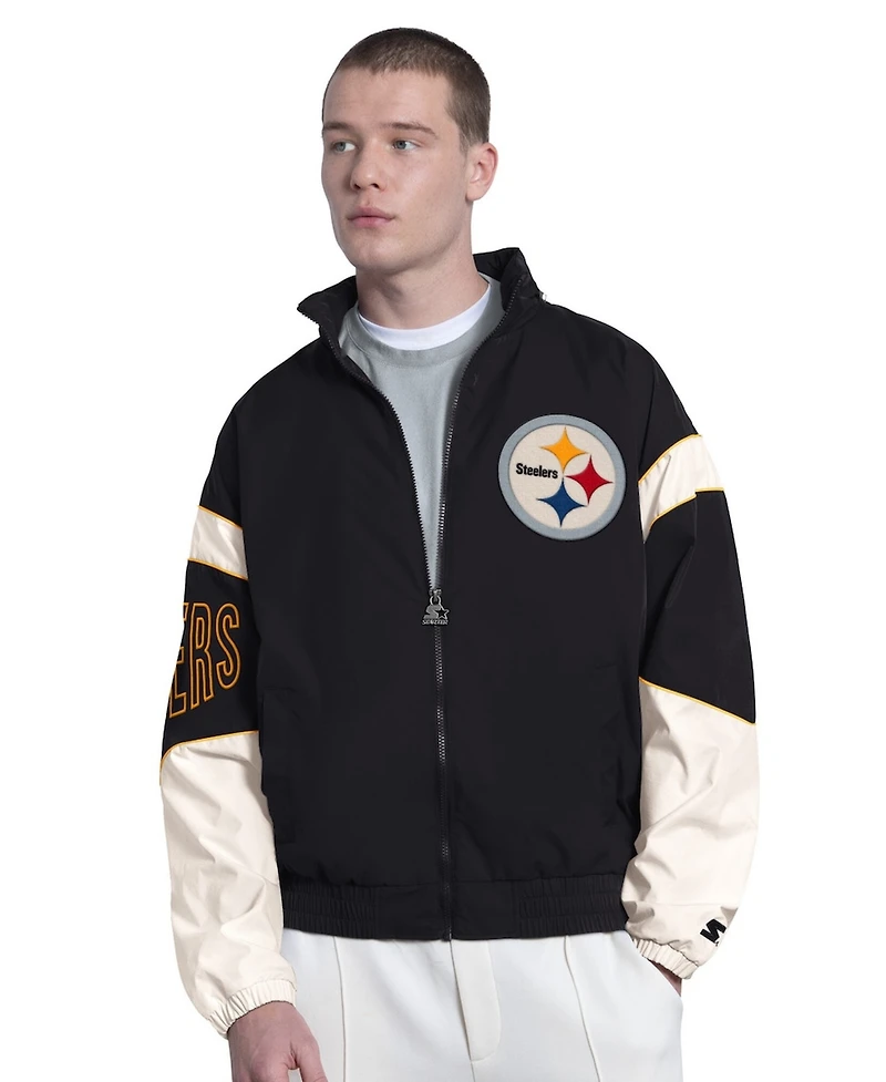 Starter Men's Black Pittsburgh Steelers The Gust Full-Zip Hooded Jacket