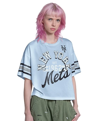 Starter Women's Light Blue New York Mets Cropped Hurry Up Offense T-Shirt