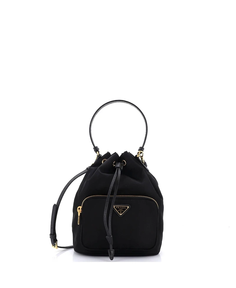 Pre-Owned Prada Small Drawstring Bucket Bag Tessuto