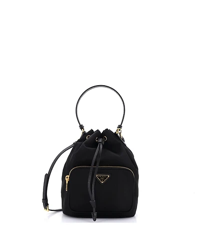 Pre-Owned Prada Small Drawstring Bucket Bag Tessuto