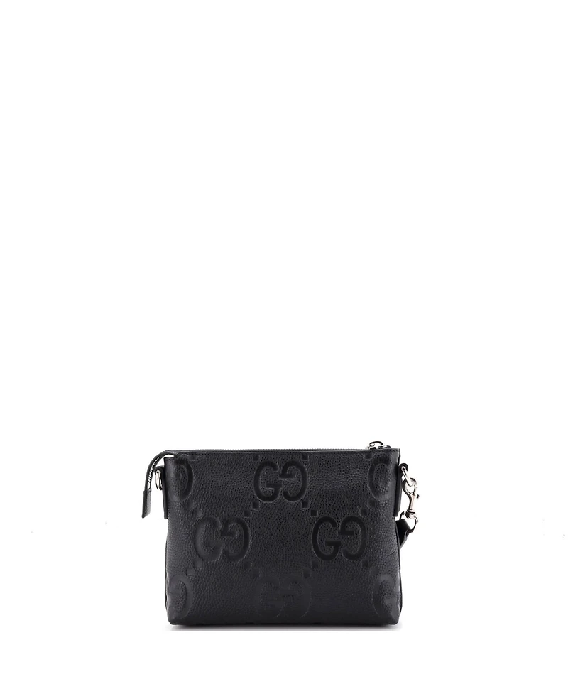 Pre-Owned Gucci Small Zip Messenger Bag Jumbo Gg Embossed Leather