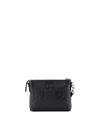 Pre-Owned Gucci Small Zip Messenger Bag Jumbo Gg Embossed Leather