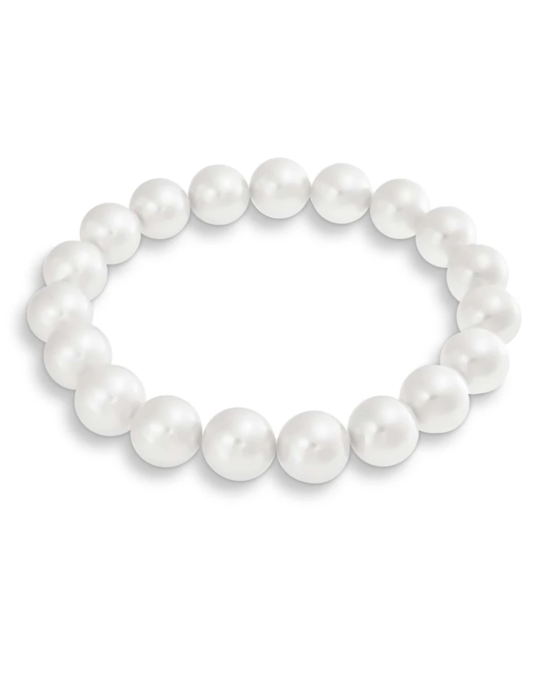 Bling Jewelry Classic Statement Faux Pearl Stackable Stretch Bracelet with 10MM Beads